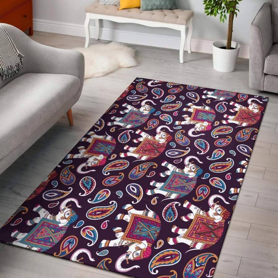 Tropical Elephants Area Rug