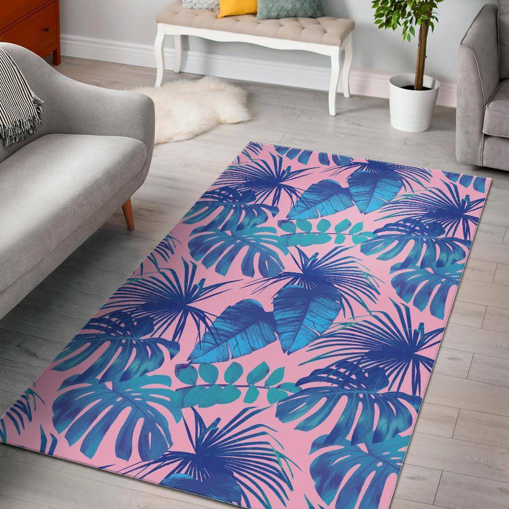 Tropical Floral Hawaiian Palm Leaves Pattern Print Area Rug