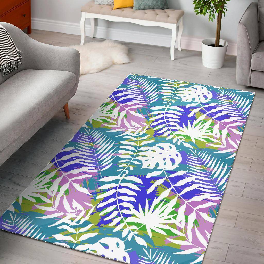 Tropical Palm Leaves Hawaiian Pattern Print Area Rug