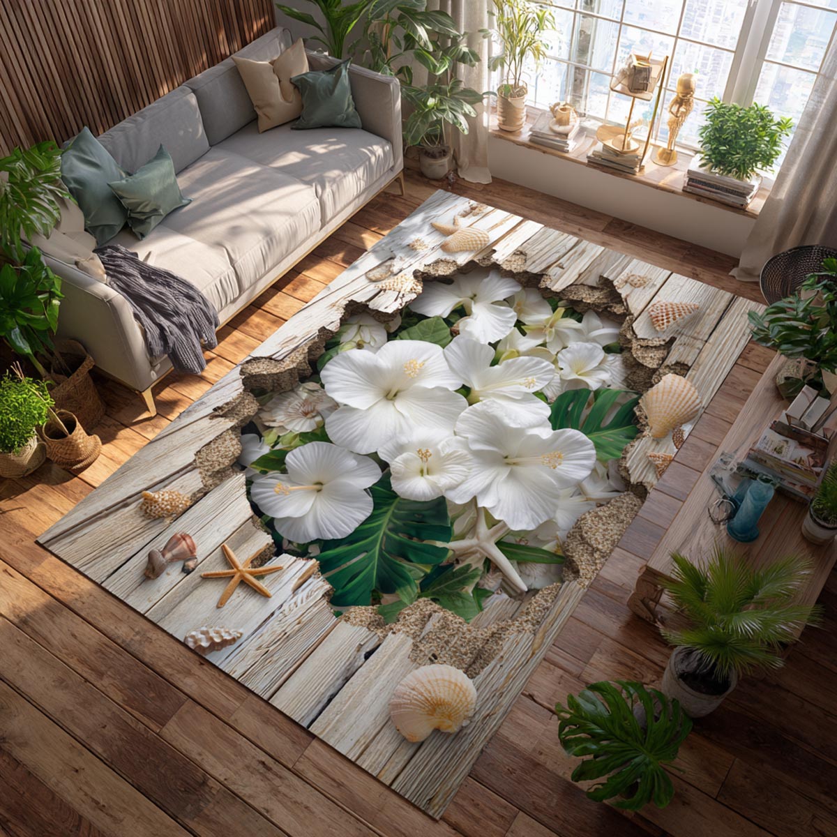 Tropical Petals Area Rug - Non-Slip Washable 3D Print Rug for Living Room & BedroomTVC2108101