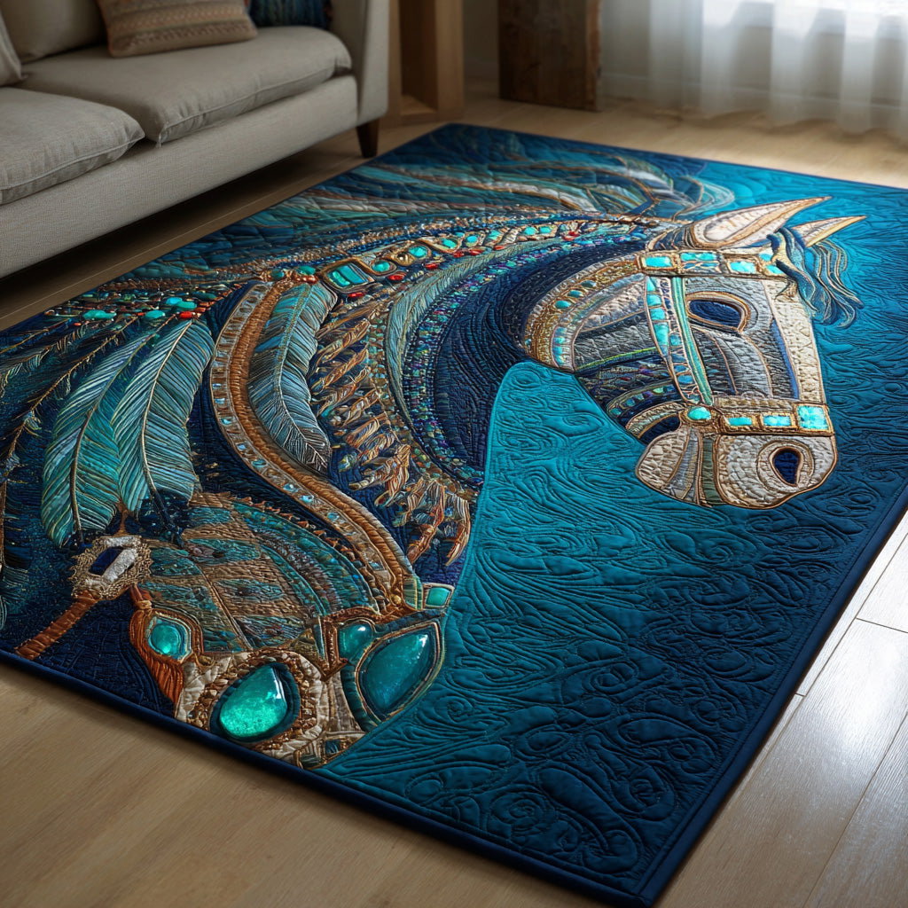 Turquoise Bridle Area Rug - Non-Slip Washable 3D Print Rug for Living Room & BedroomTVC2108101