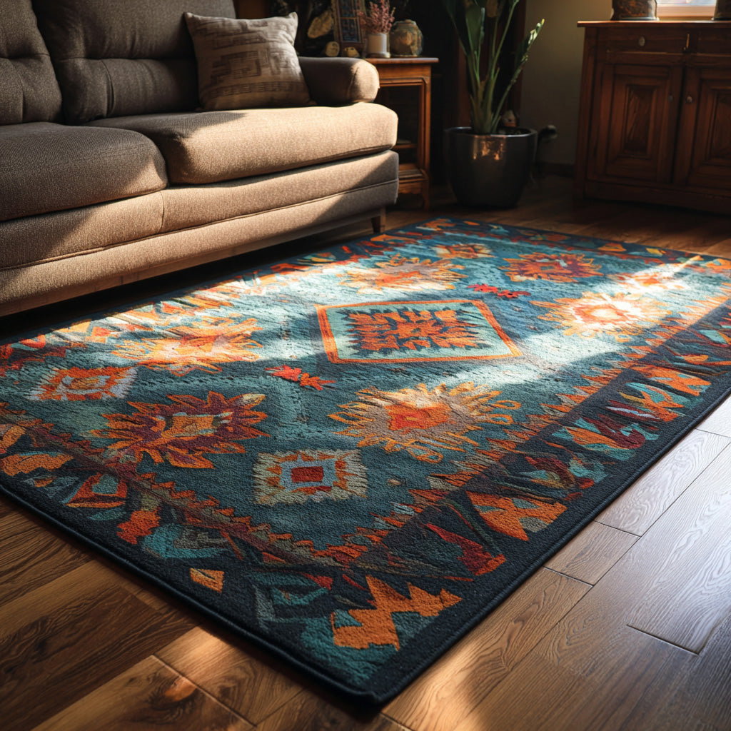 Turquoise Mesa Area Rug - Non-Slip Washable 3D Print Rug for Living Room & BedroomTVC2108101