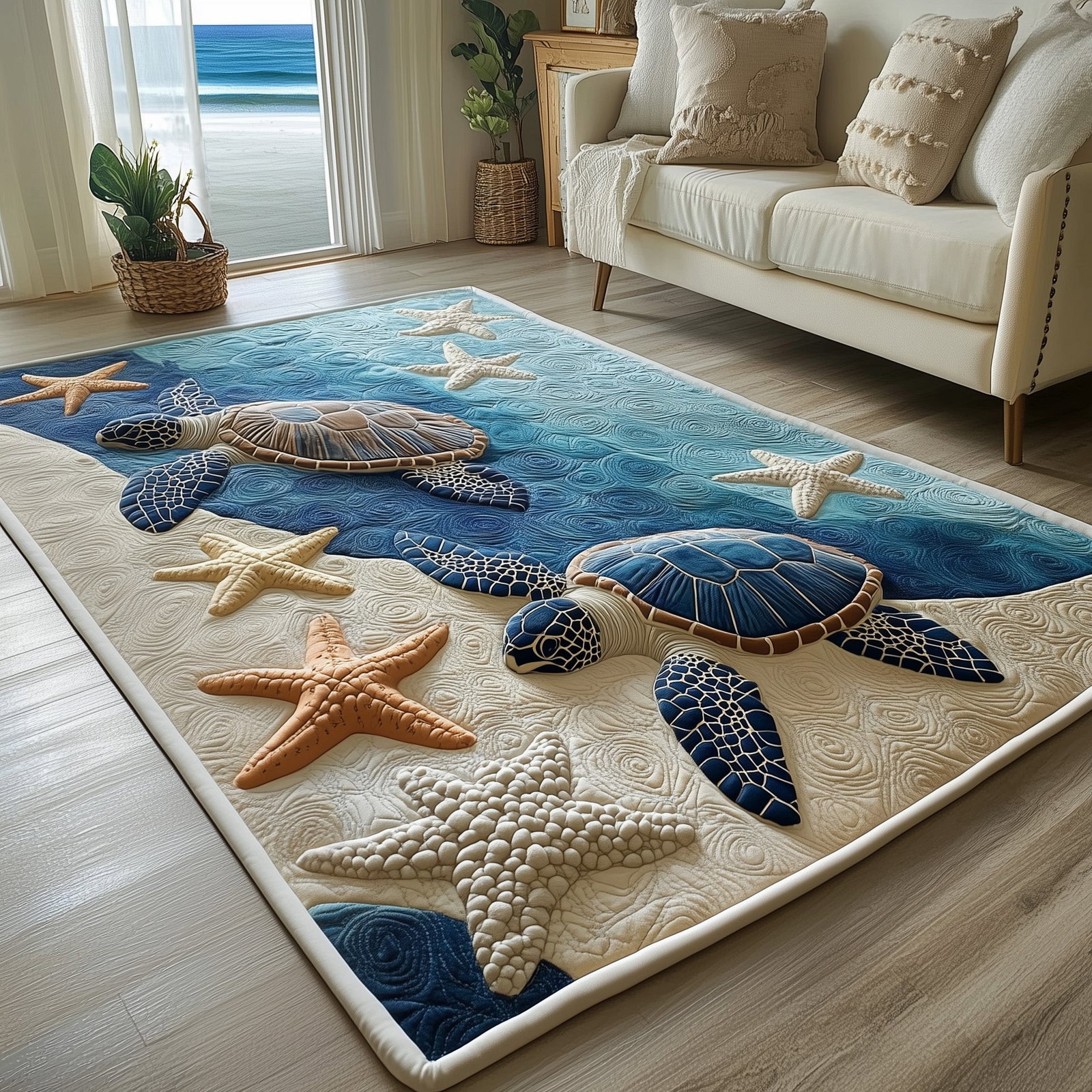 Turtle Area Rug - Non-Slip Washable 3D Print Rug for Living Room & BedroomTVC2108153