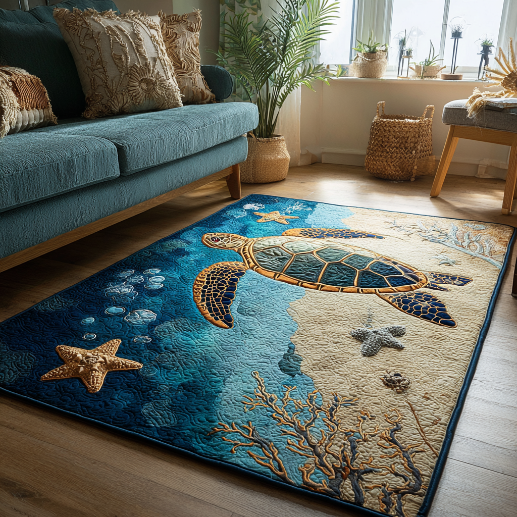 Turtle Dream Area Rug - Non-Slip Washable 3D Print Rug for Living Room & BedroomTVC2108101