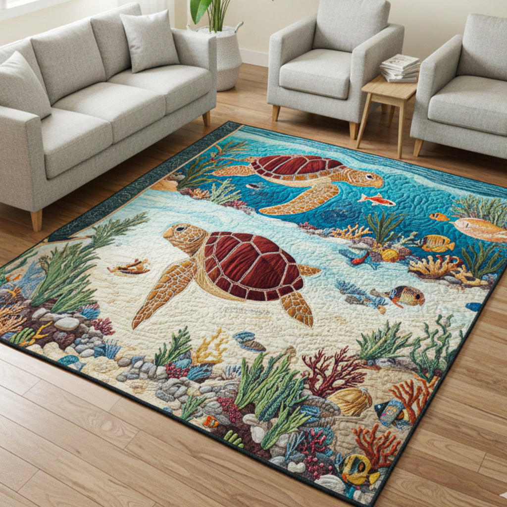 Turtle Harmony Area Rug - Non-Slip Washable 3D Print Rug for Living Room & BedroomTVC2108100