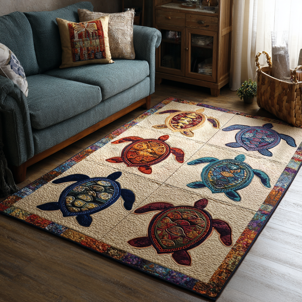 Turtle Horizon Area Rug - Non-Slip Washable 3D Print Rug for Living Room & BedroomTVC2108100