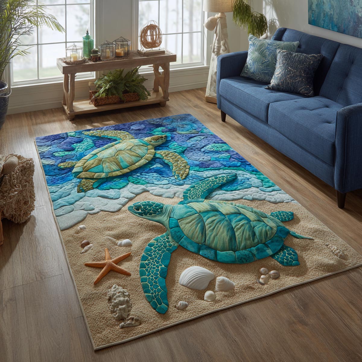 Turtle Journey Area Rug - Non-Slip Washable 3D Print Rug for Living Room & BedroomTVC2108100