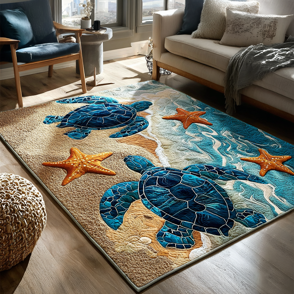 Turtle Journey Area Rug - Non-Slip Washable 3D Print Rug for Living Room & BedroomTVC2108100