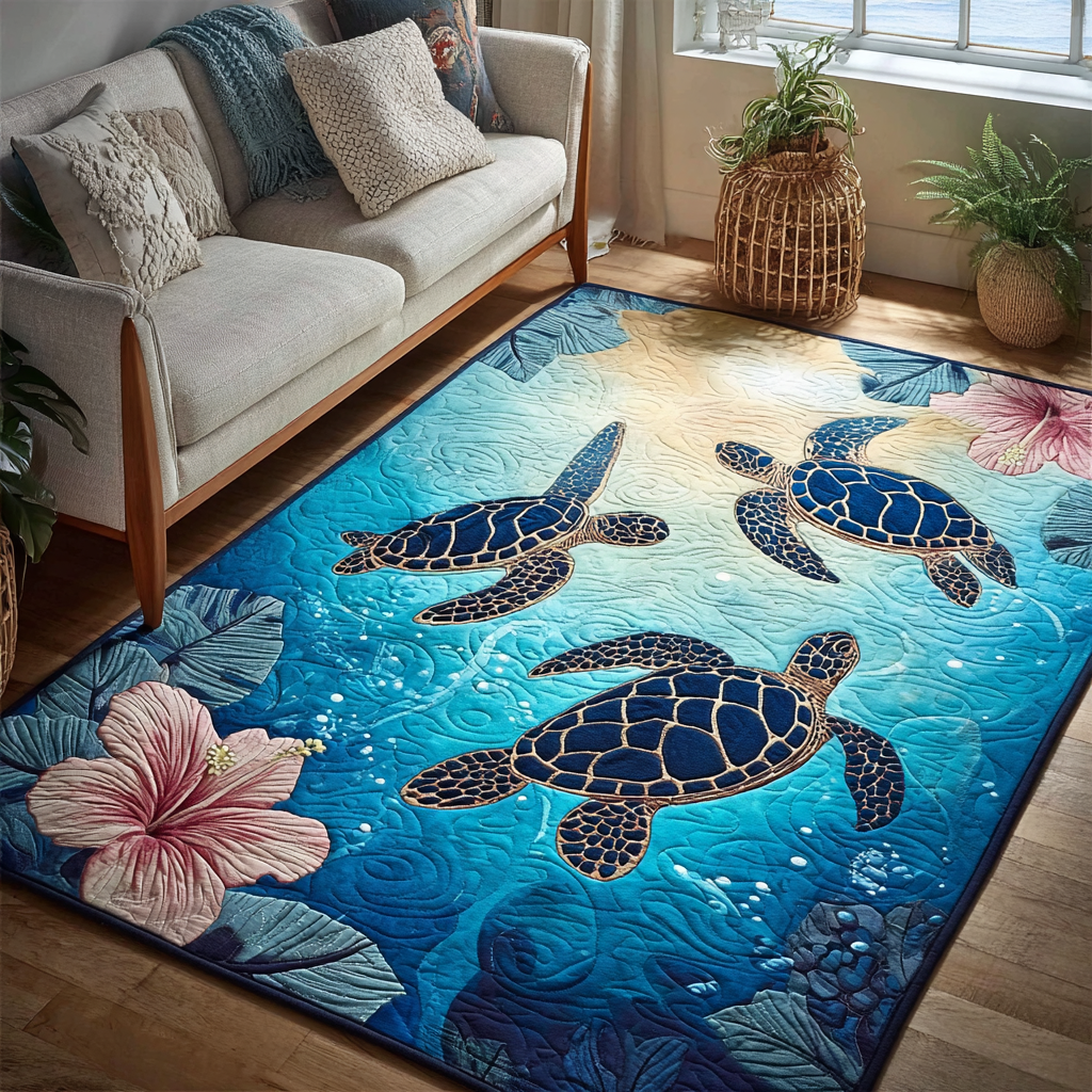 Turtle Shore Area Rug - Non-Slip Washable 3D Print Rug for Living Room & BedroomTVC2108100