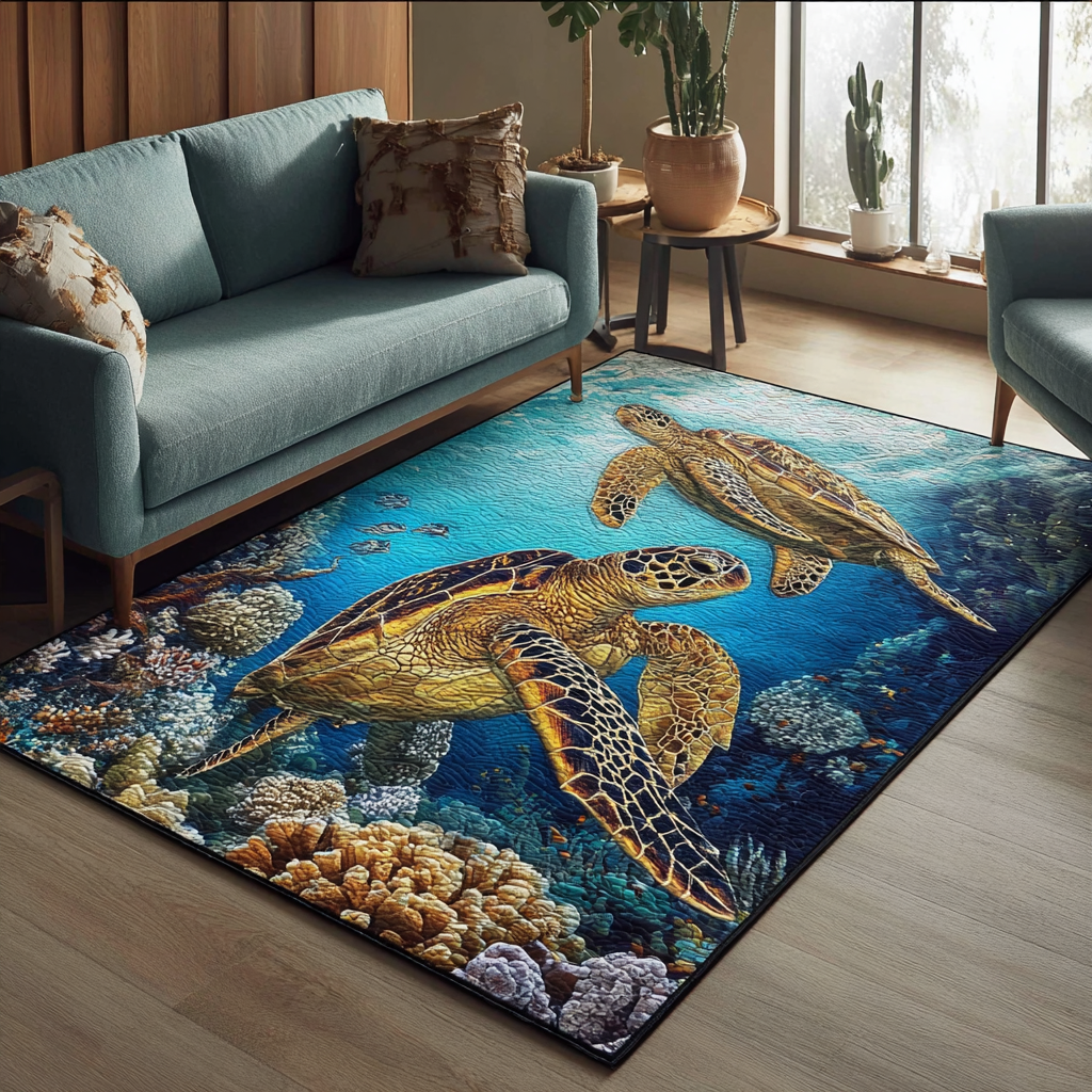 Turtle Spirit Area Rug - Non-Slip Washable 3D Print Rug for Living Room & BedroomTVC2108100