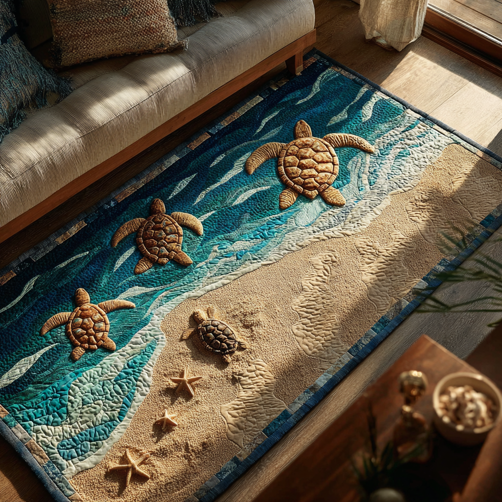 Turtle Wave Area Rug - Non-Slip Washable 3D Print Rug for Living Room & BedroomTVC2108100