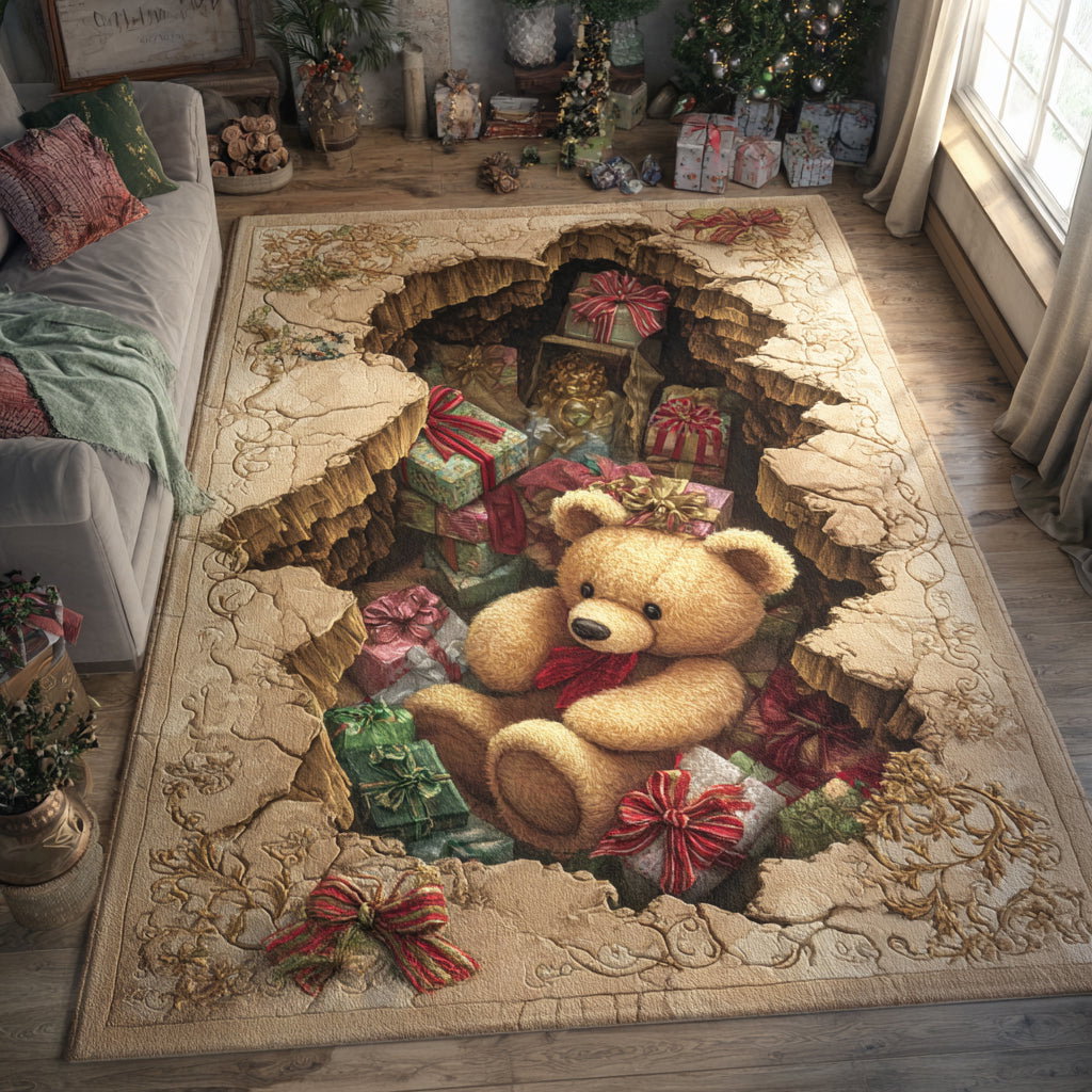 Twinkle Teddy Area Rug - Non-Slip Washable 3D Print Rug for Living Room & BedroomTVC210899