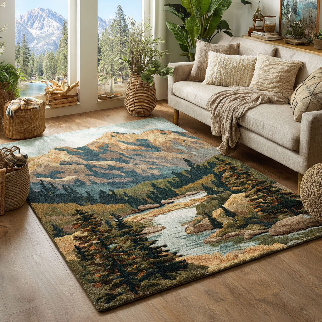 Valley Reverie Area Rug - Non-Slip Washable 3D Print Rug for Living Room & BedroomTVC210899
