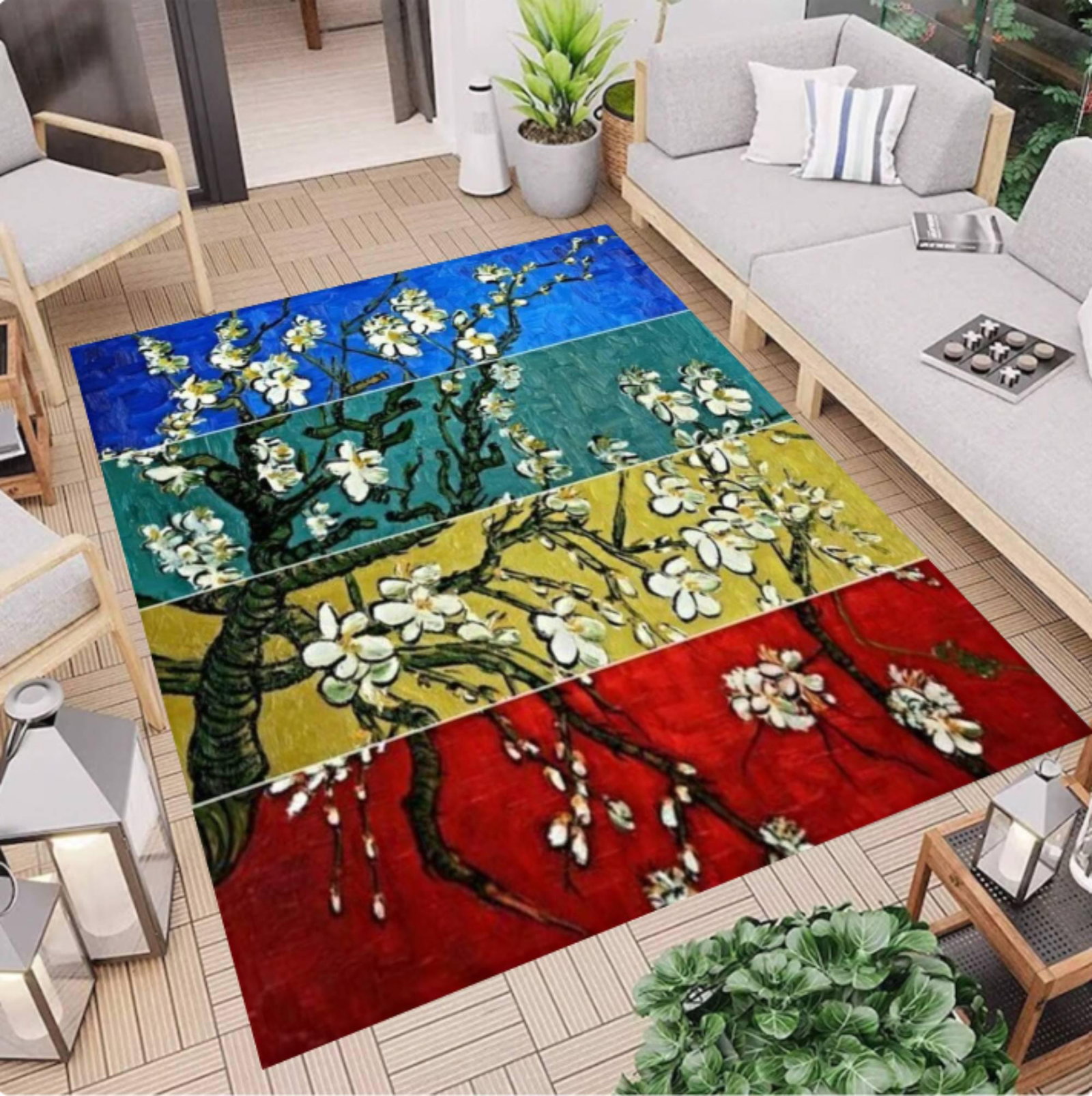 Van Gogh Almond Blossom Multicolor Rug, Art DecorTVC1708394