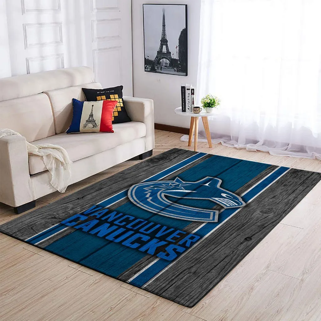 Vancouver Canucks Rug - Hockey Perfect for Living Room Blue and Gray