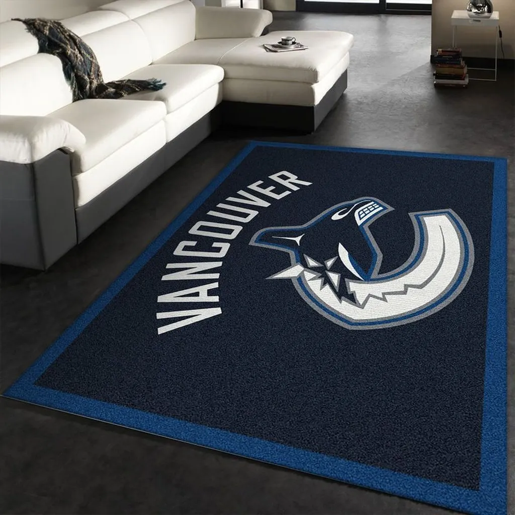 Vancouver Canucks Rug - Living Room Floor Decor Blue and White