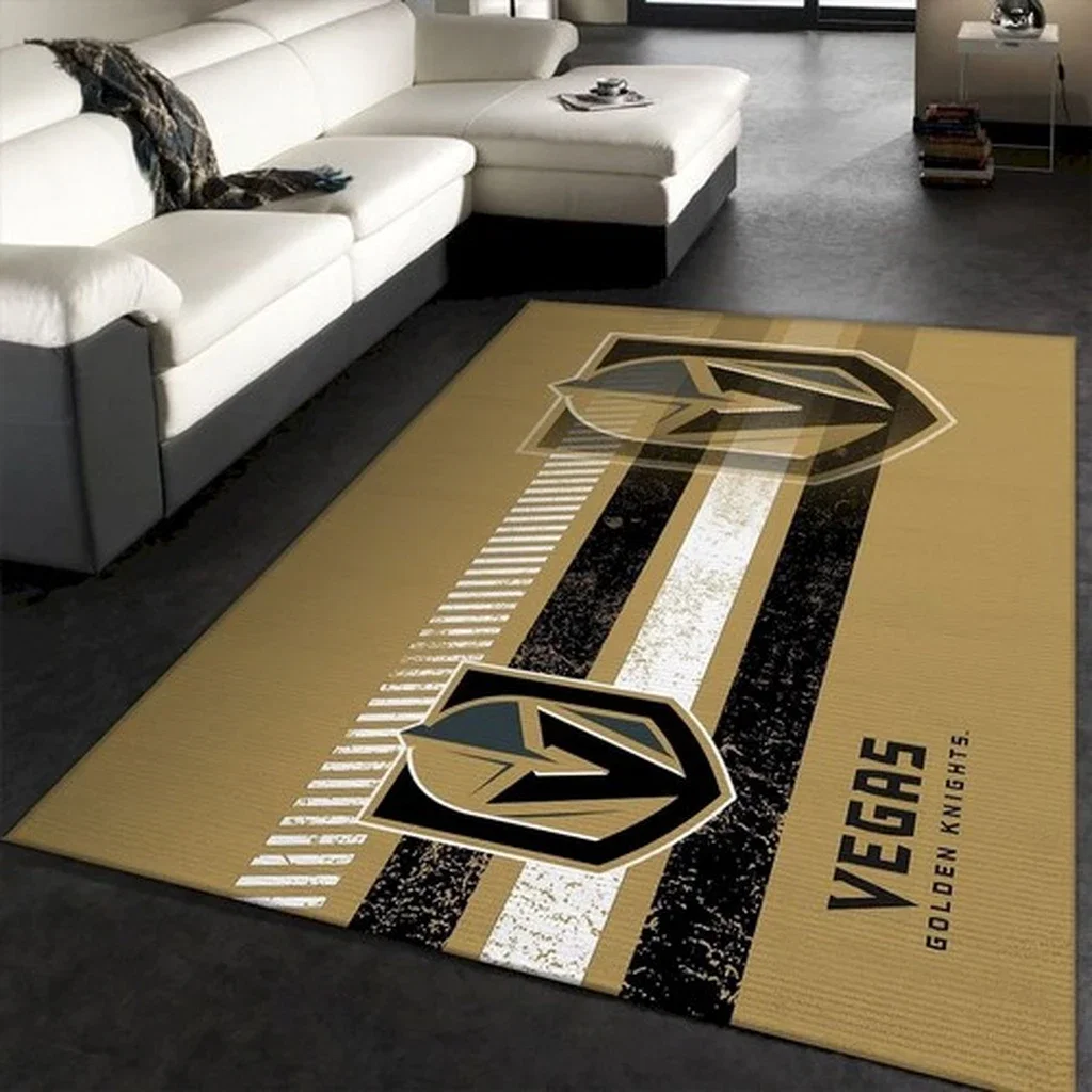 Vegas Golden Knights Rug - for Modern Living Room Decor Beige and Black