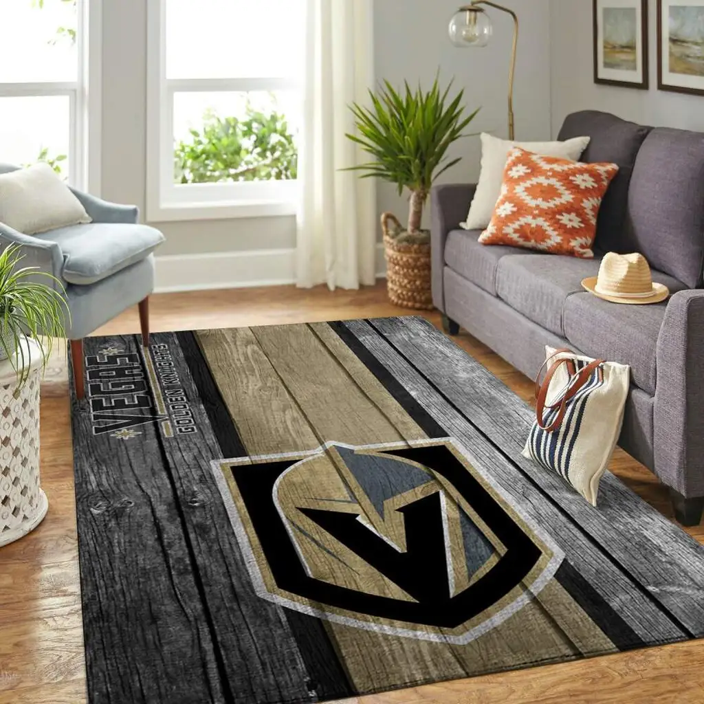 Vegas Golden Knights Rug - for Stylish Living Room Decor Beige and Black