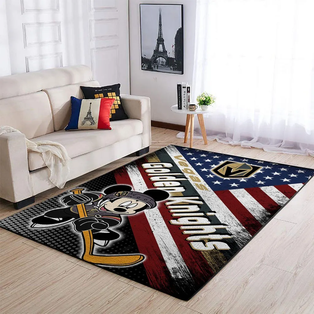 Vegas Golden Knights Rug - Hockey Design for Fans Black and Red