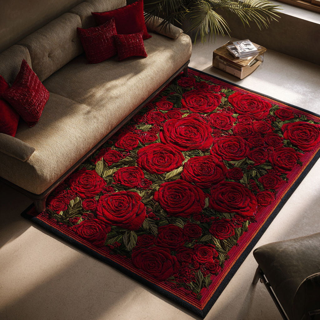 Velvet Garden Area Rug - Non-Slip Washable 3D Print Rug for Living Room & BedroomTVC210899