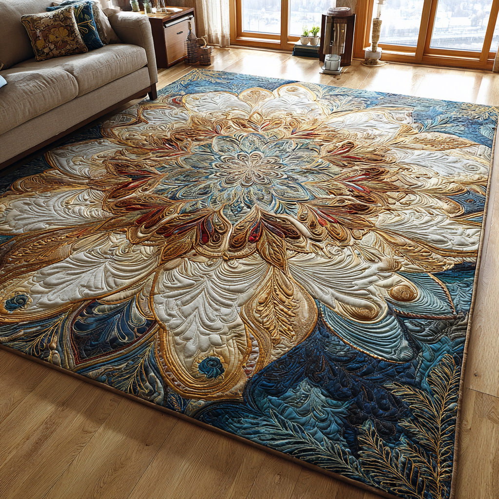 Velvet Lotus Area Rug - Non-Slip Washable 3D Print Rug for Living Room & BedroomTVC210899