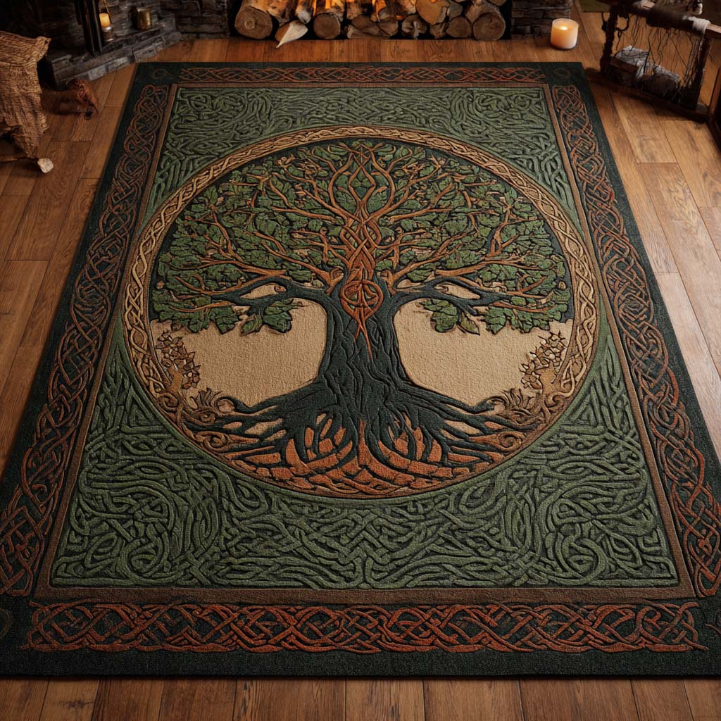 Verdant Halo Area Rug - Non-Slip Washable 3D Print Rug for Living Room & BedroomTVC210899