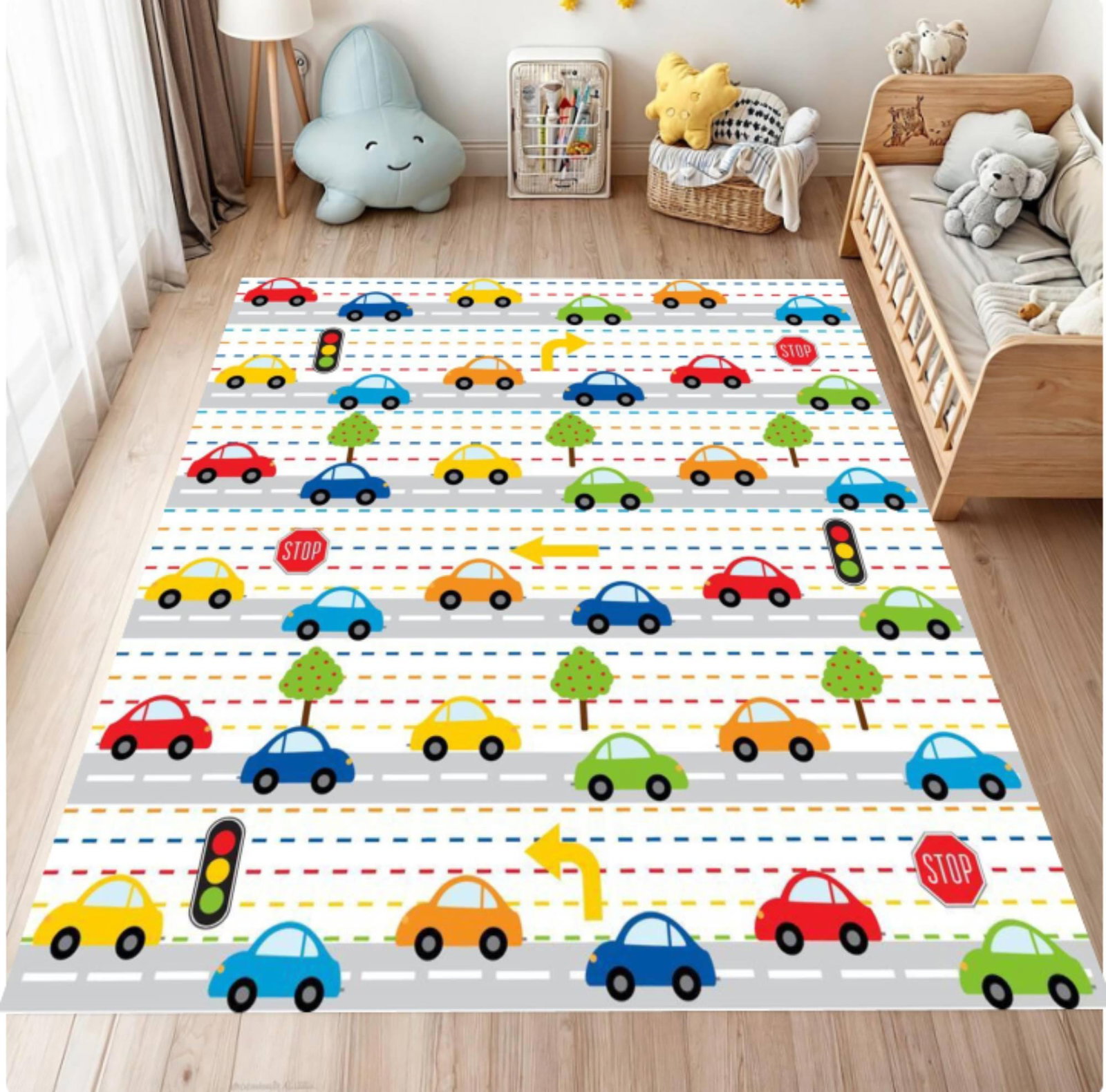 Verkeersautotapijt for Kids Washable Rug for PlayroomTVC1708370