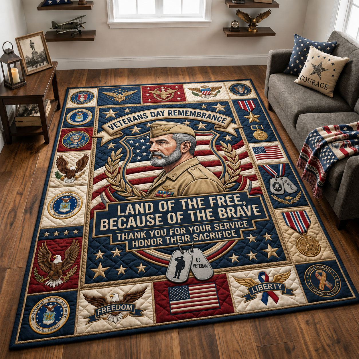 Veteran Day Remembrance Area Rug - Non-Slip Washable 3D Print Rug for Living Room & BedroomTVC2108989