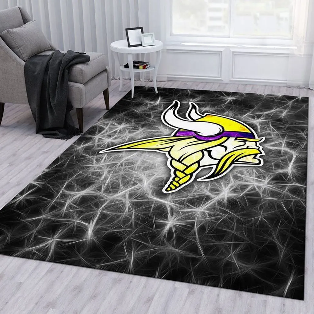 Viking Logo Rug for Living Room Floor Decor Black and Yellow