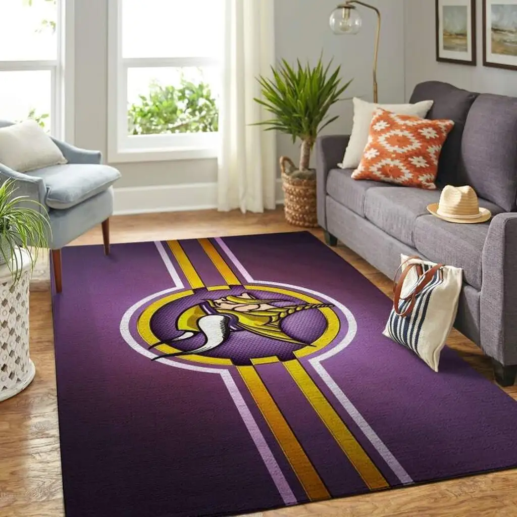 Viking Rug for Living Room Decor Nordic Style Carpet Purple and Yellow