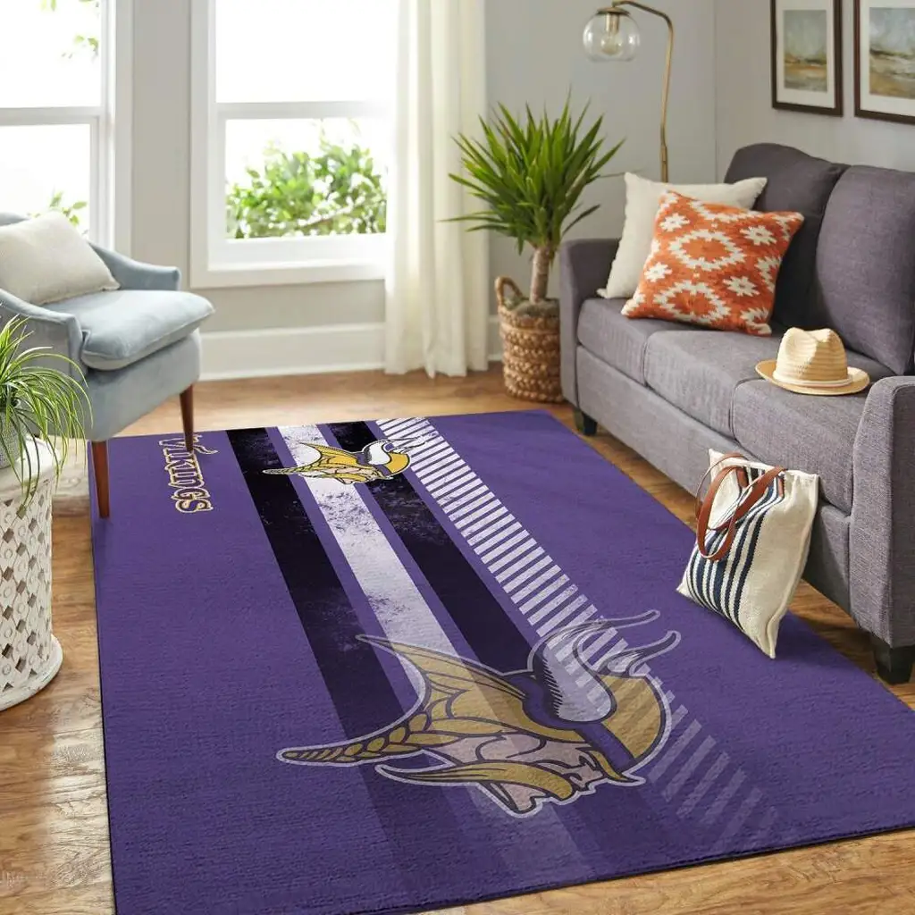 Vikings Area Rug for Living Room and Bedroom Decor Purple and Yellow