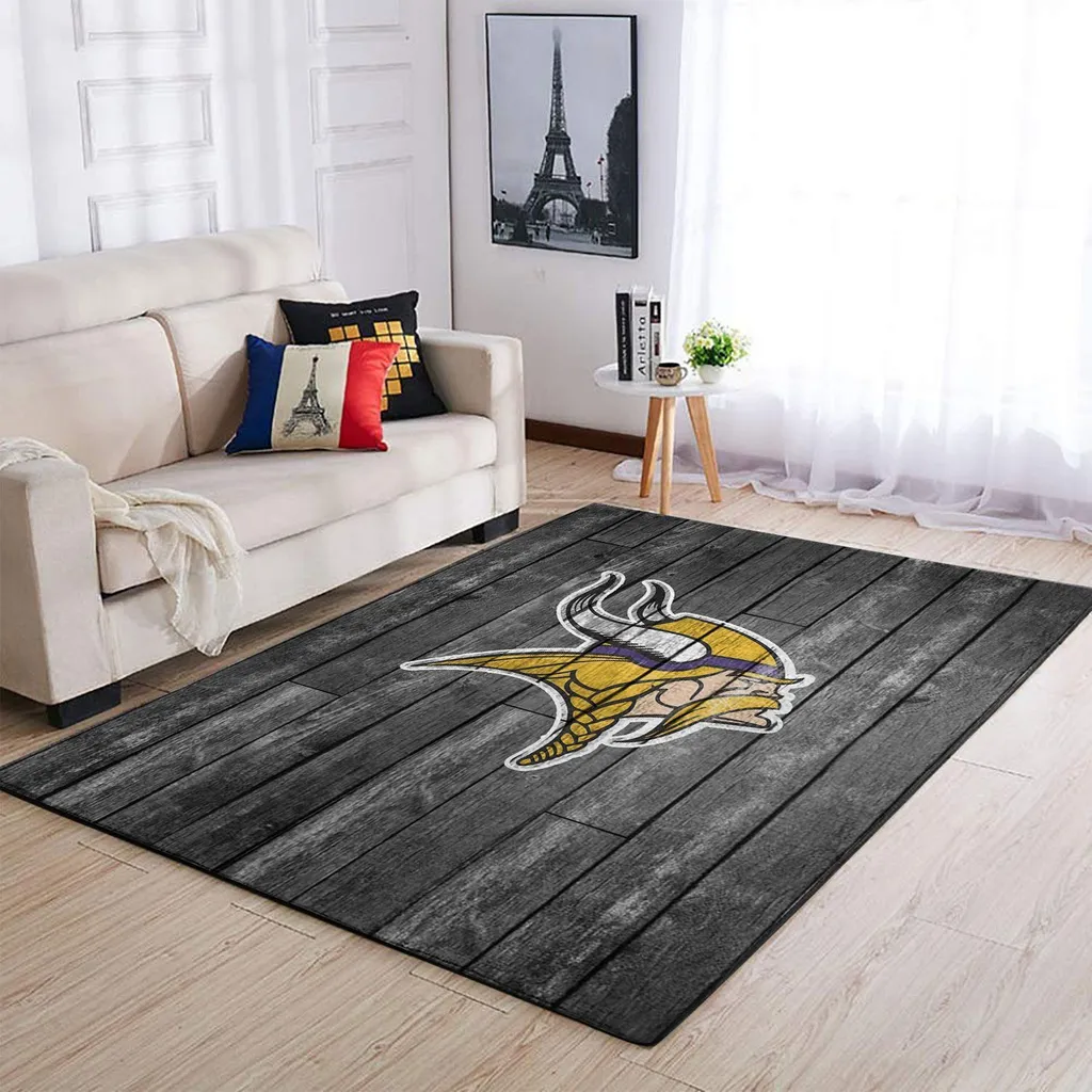 Vikings Logo Rug Perfect for Living Room Decor Ideas Yellow and Gray