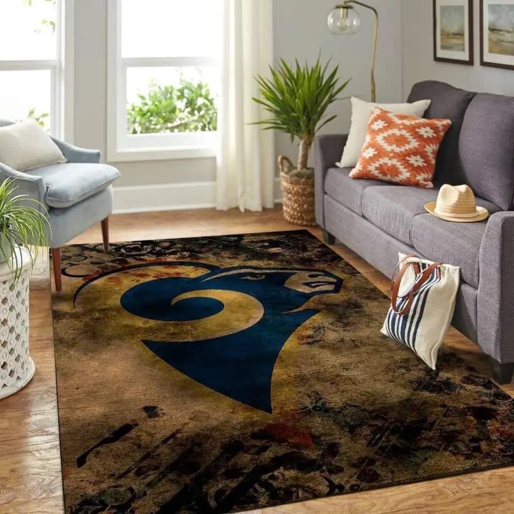 Vintage Decorative Rug for Living Room Home Decor Blue and Brown