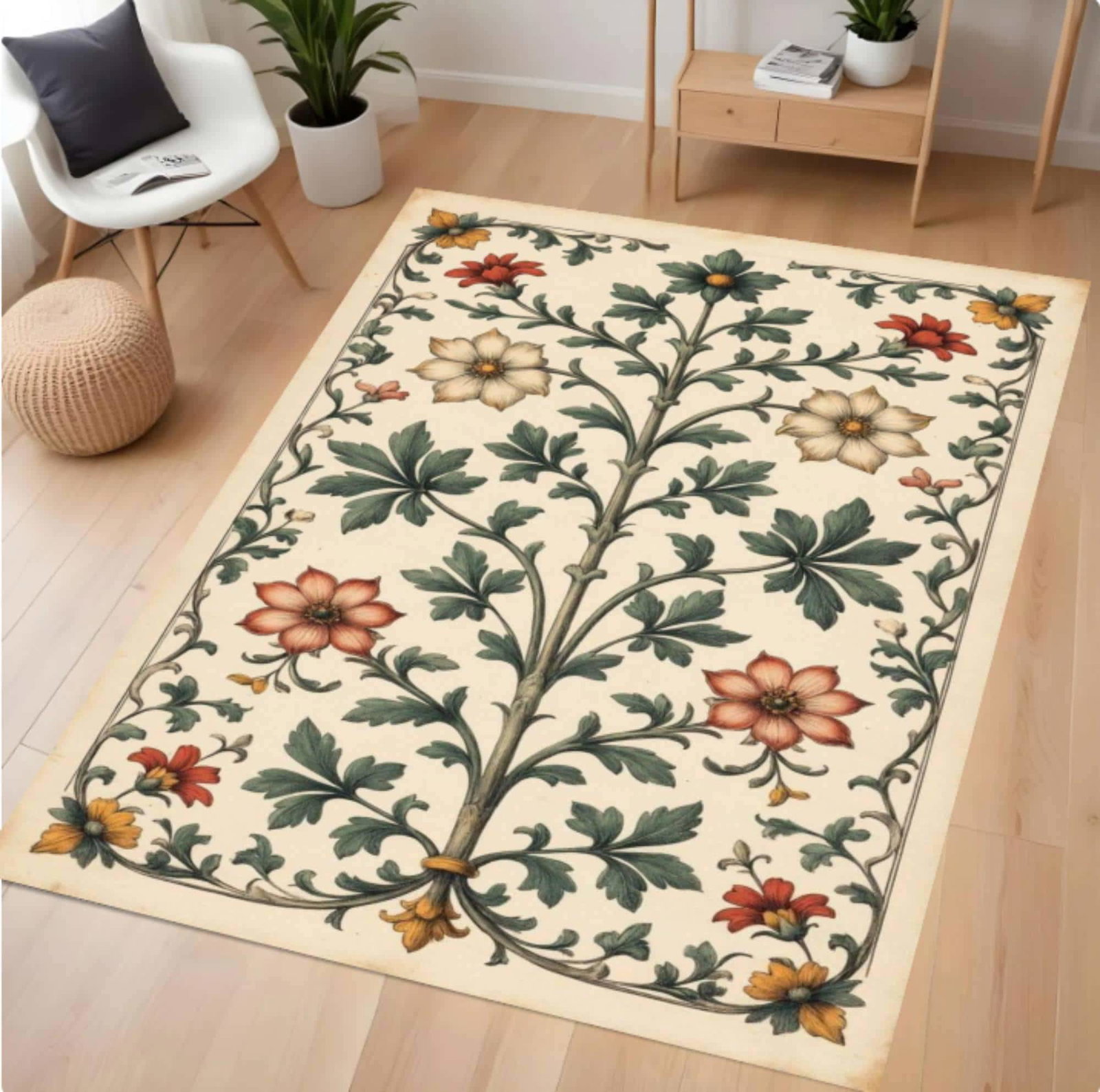 Vintage Floral Botanical Rug Klassieke Garden Rug Washable Non-slip RugTVC1708372