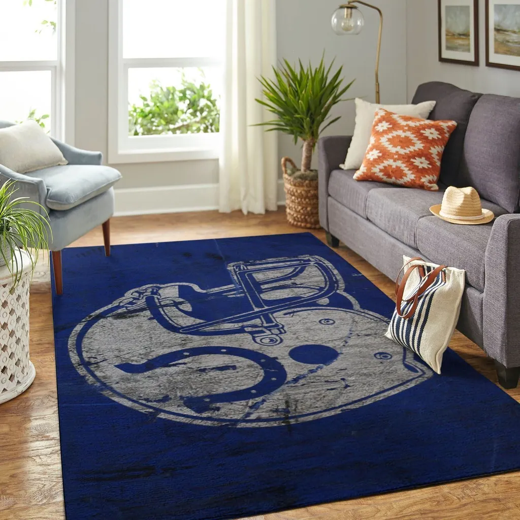 Vintage Football Helmet Rug for Living Room Decor Black and Red