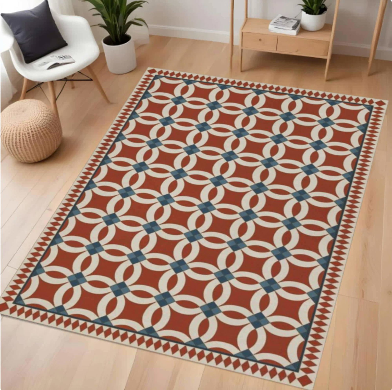 Vintage Geometric Rug Mediterranean Rug Pattern WashableTVC1708358