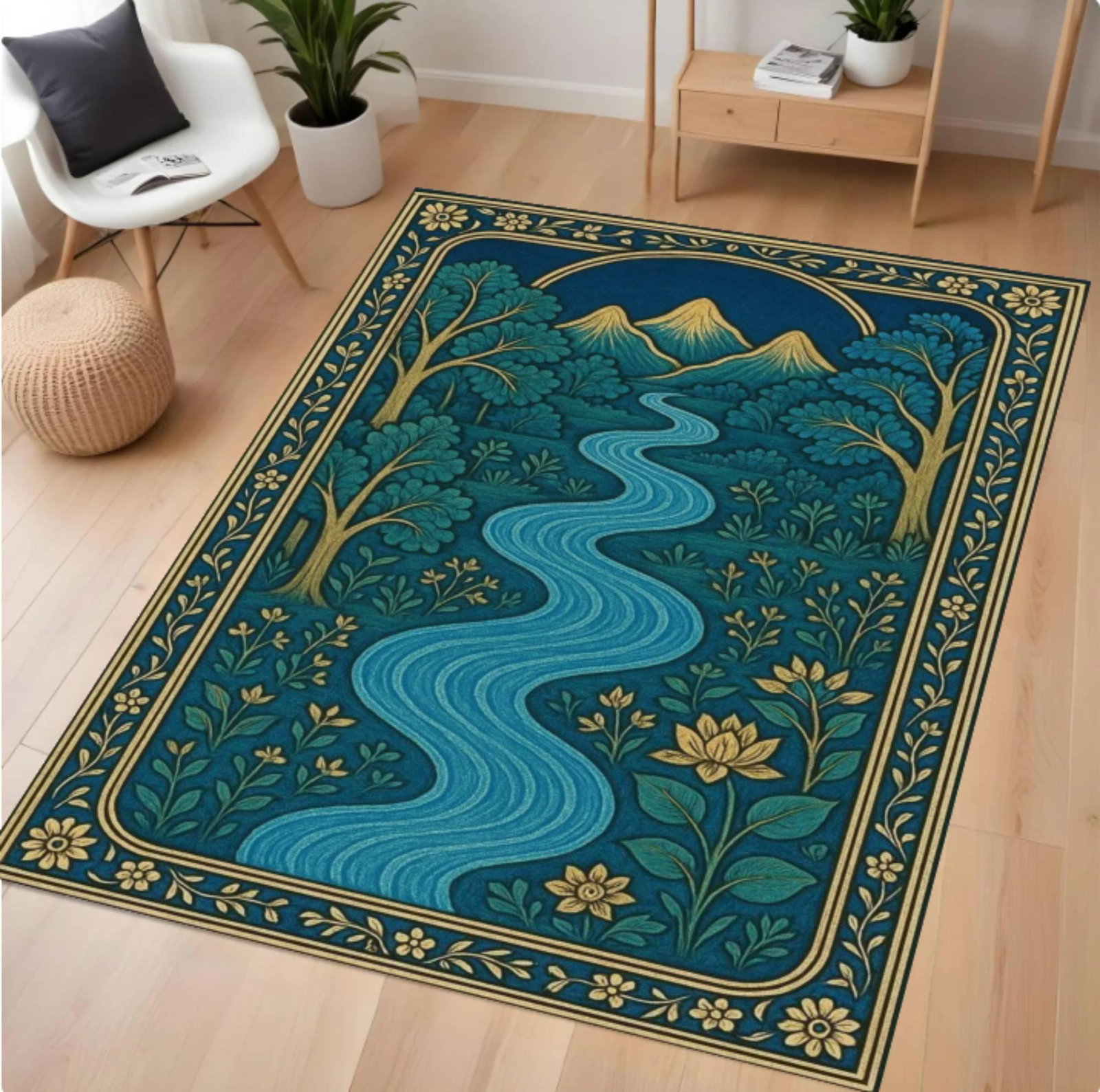 Vintage Rivierlandschaptapijt Botanical Floor Mat CottagecoreTVC1708372