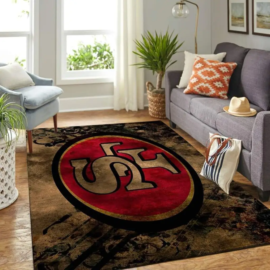 Vintage Style Rug Bold Center Design for Living Room Red and Brown
