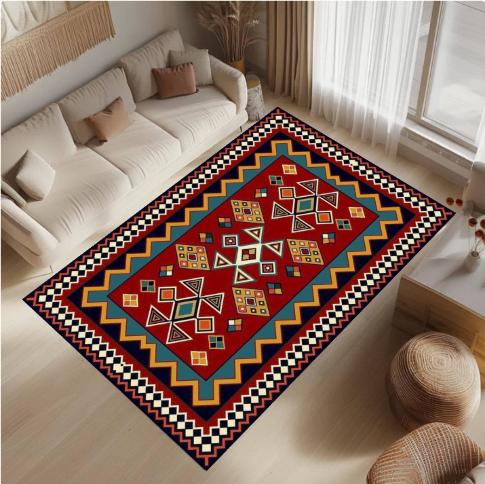 Vintage Tribal Area Rug, Ethnic Geometric PatternTVC1708386