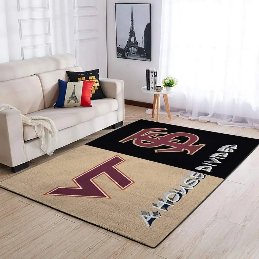 Virginia Tech Hokies Area Rug for Home Decor Beige and Black