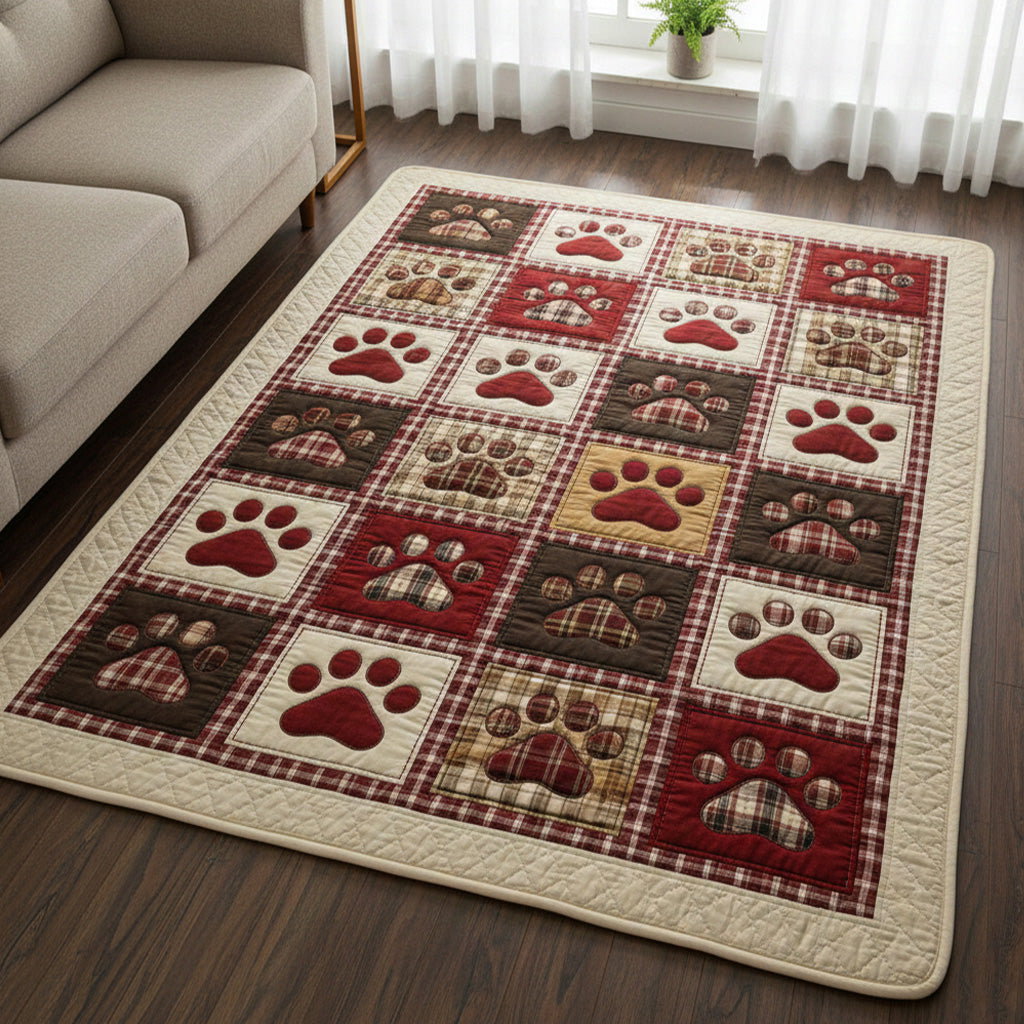 Warm Cabin Love Paw Area Rug - Non-Slip Washable 3D Print Rug for Living Room & BedroomTVC210898