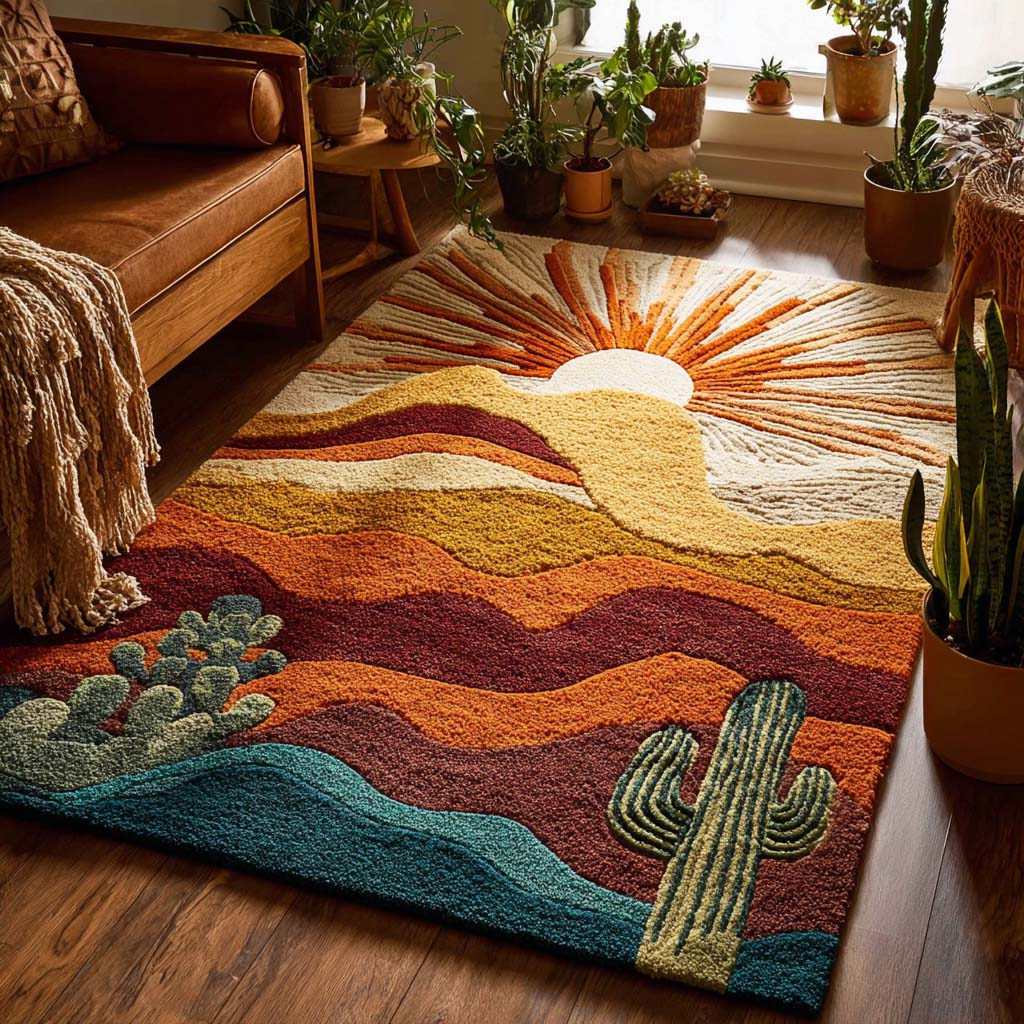 Warm Desert Area Rug - Non-Slip Washable 3D Print Rug for Living Room & BedroomTVC210898