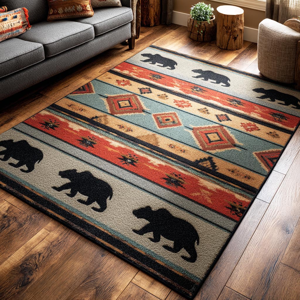Warrior Bear Area Rug - Non-Slip Washable 3D Print Rug for Living Room & BedroomTVC210897