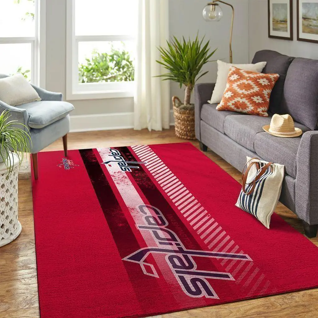 Washington Capitals Rug - Area Modern Design for Living Room Black and Red