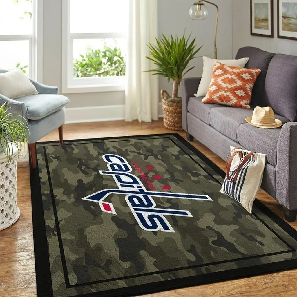 Washington Capitals Rug - Camo for Stylish Home Decor Black and Green