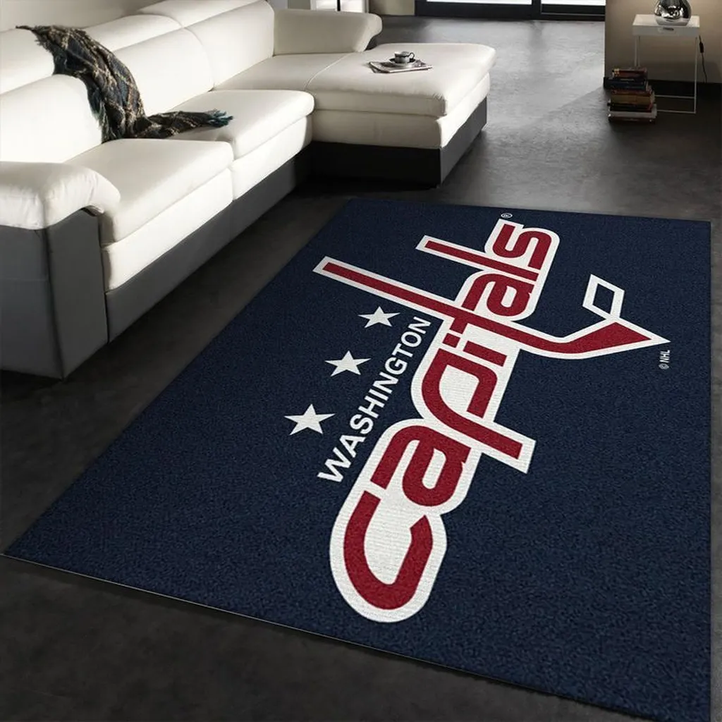 Washington Capitals Rug - for Living Room Decor Blue and Red