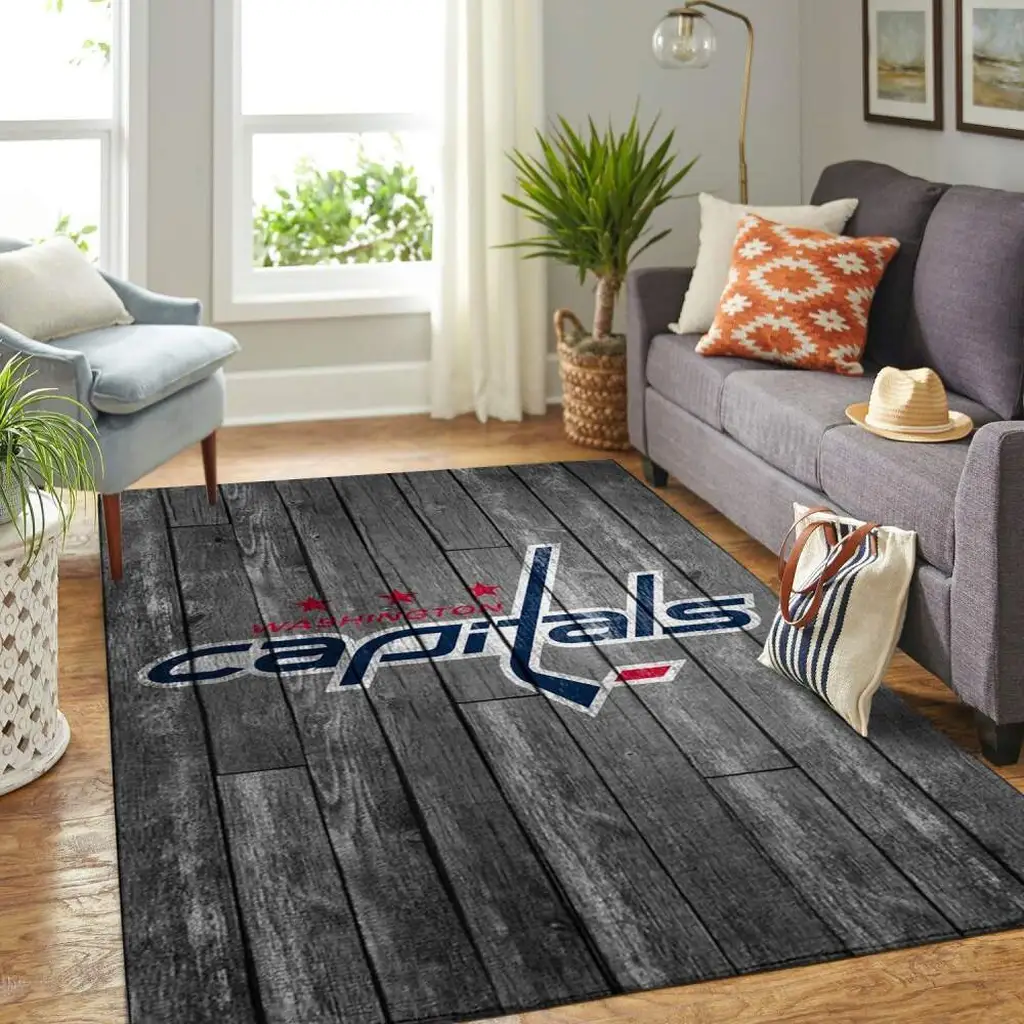 Washington Capitals Rug - Hockey for Living Room Decor Black and Blue