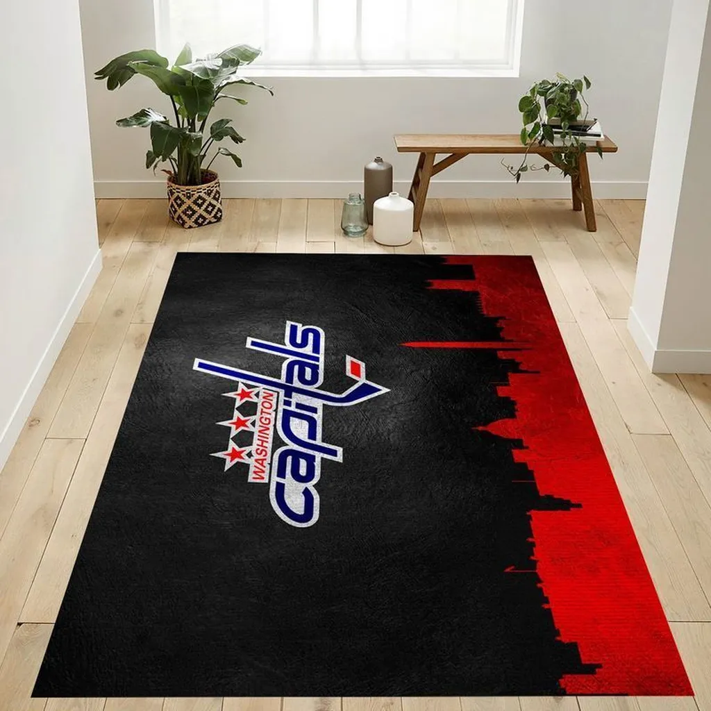 Washington Capitals Rug - Skyline Area for Home Decor Black and Red