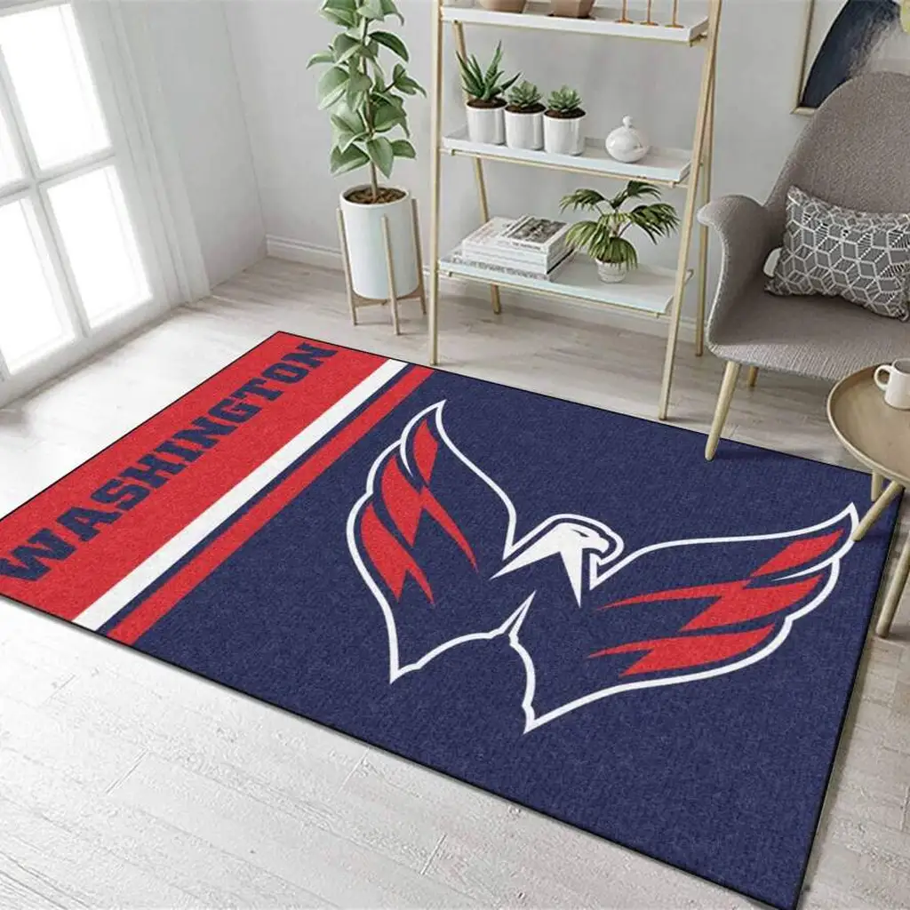 Washington Capitals Rug - Team Logo Area for Home Decor Blue and Red