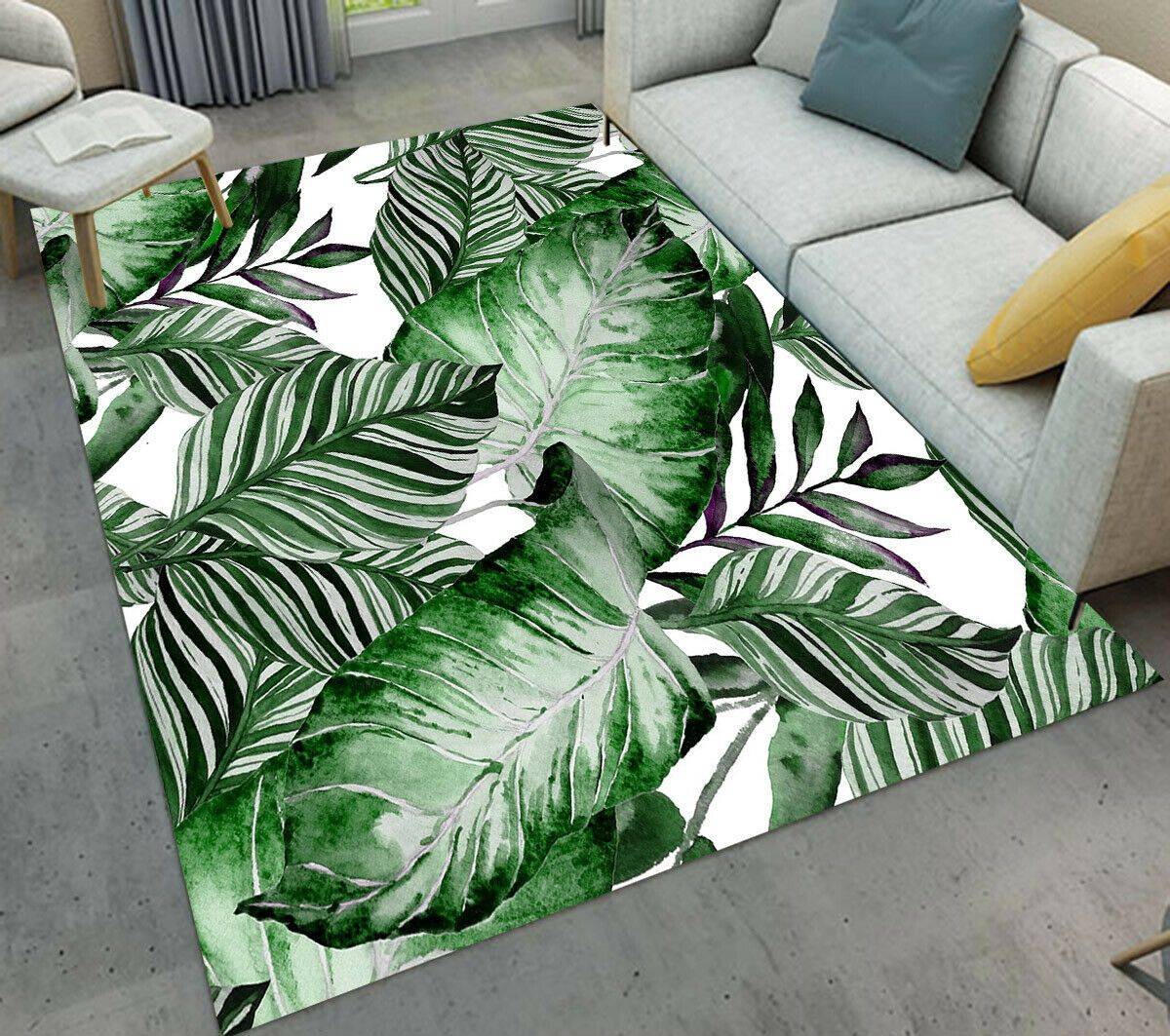 Watercolor Tropical Plant Leaves Dhc04100168Mdr Rug